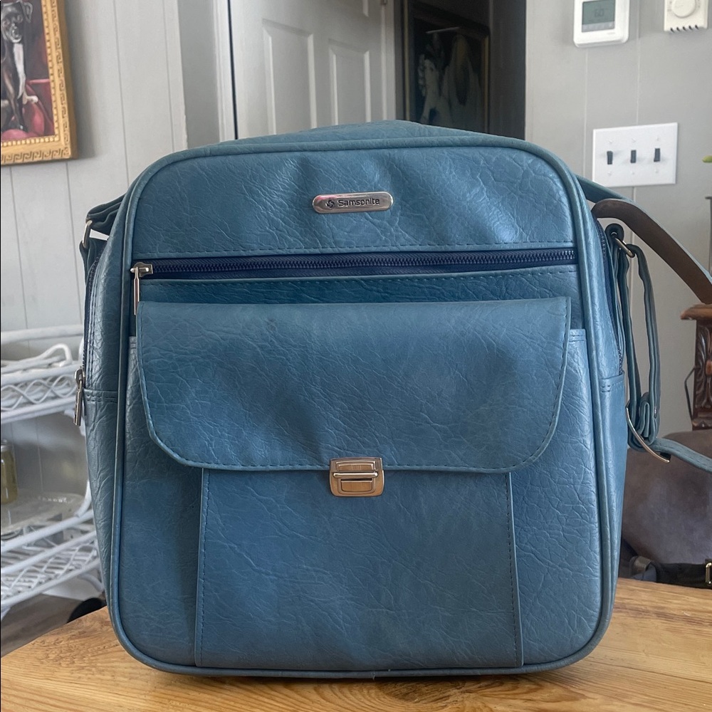 Blue Leather Samsonite Shoulder Bag